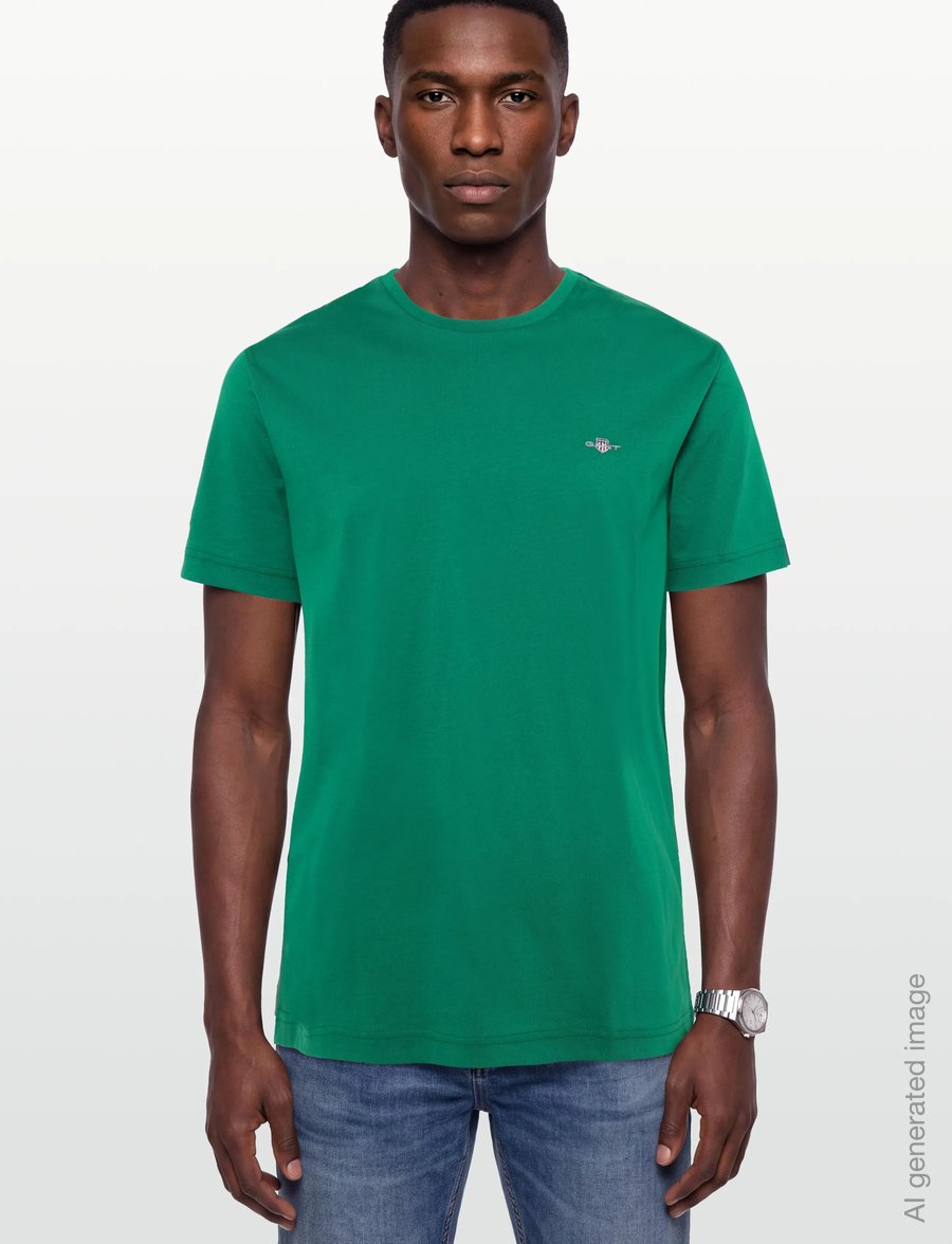 Gant - REG SHIELD SS T-SHIRT - short-sleeved t-shirts - wild green - 3