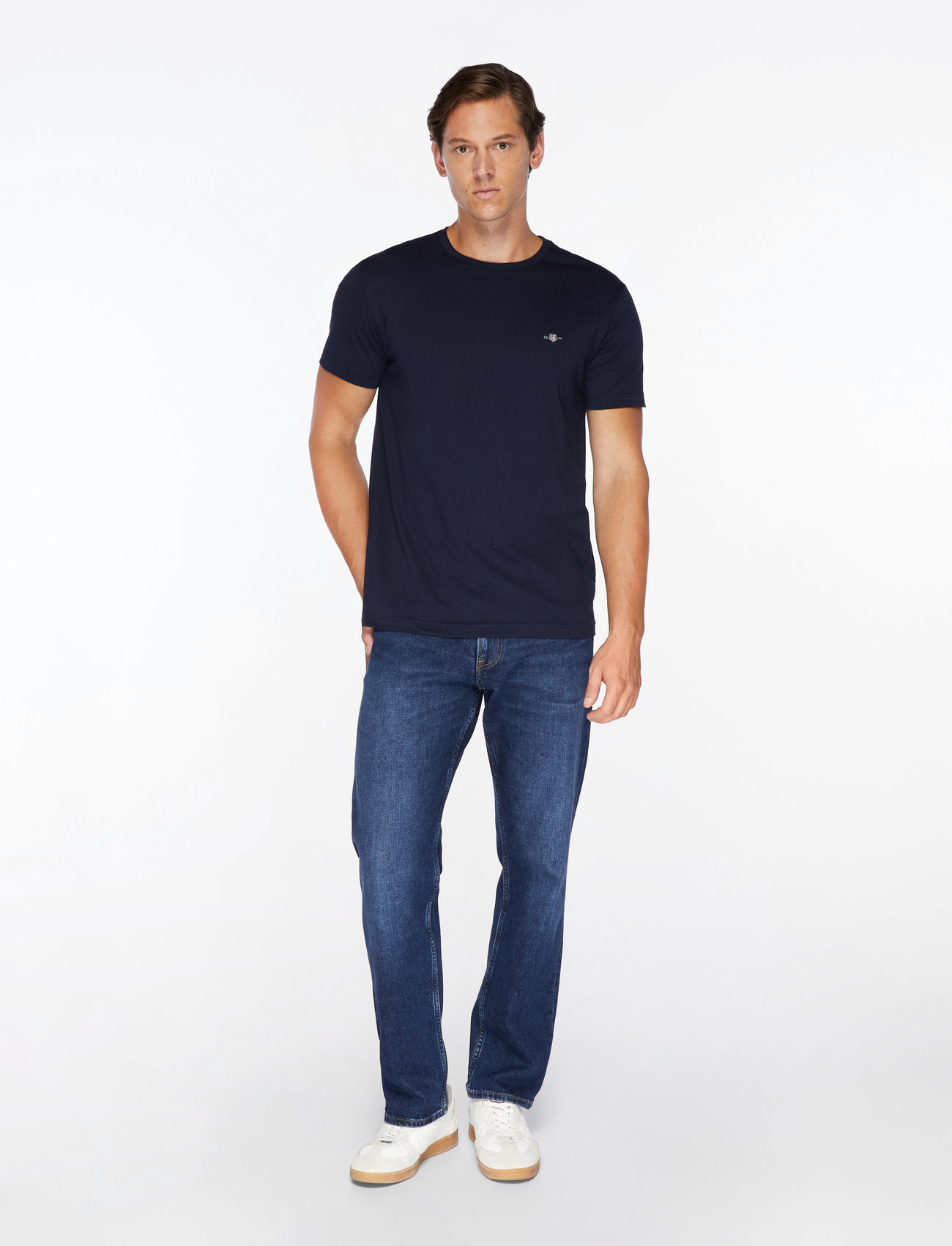 GANT - SLIM SHIELD SS T-SHIRT - kortærmede t-shirts - evening blue - 2