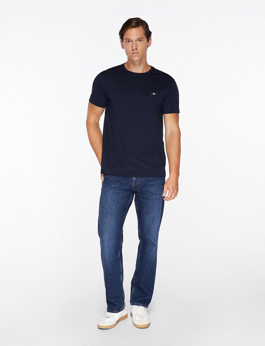 Gant - SLIM SHIELD SS T-SHIRT - kortærmede t-shirts - evening blue - 2