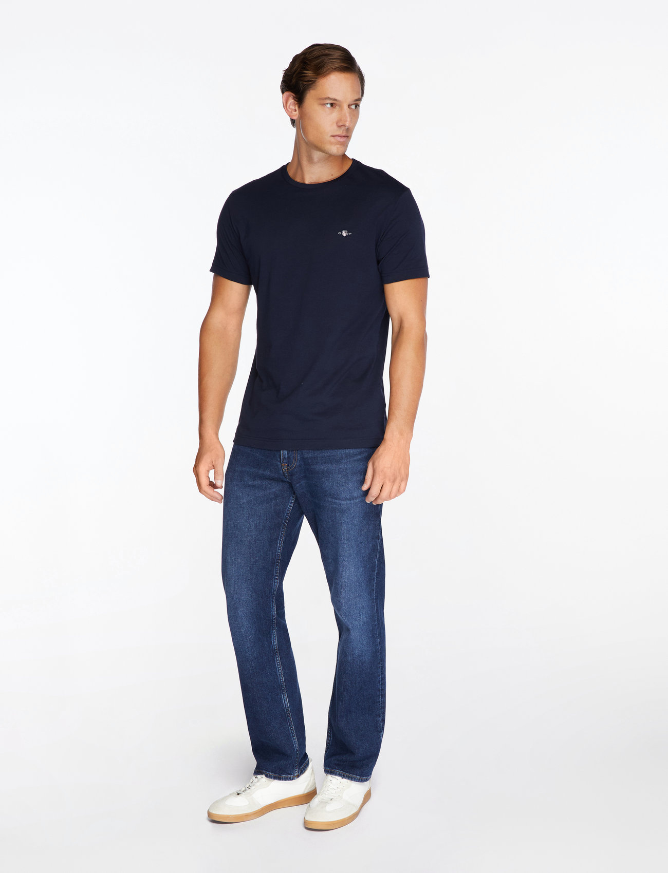 GANT - SLIM SHIELD SS T-SHIRT - kortærmede t-shirts - evening blue - 3