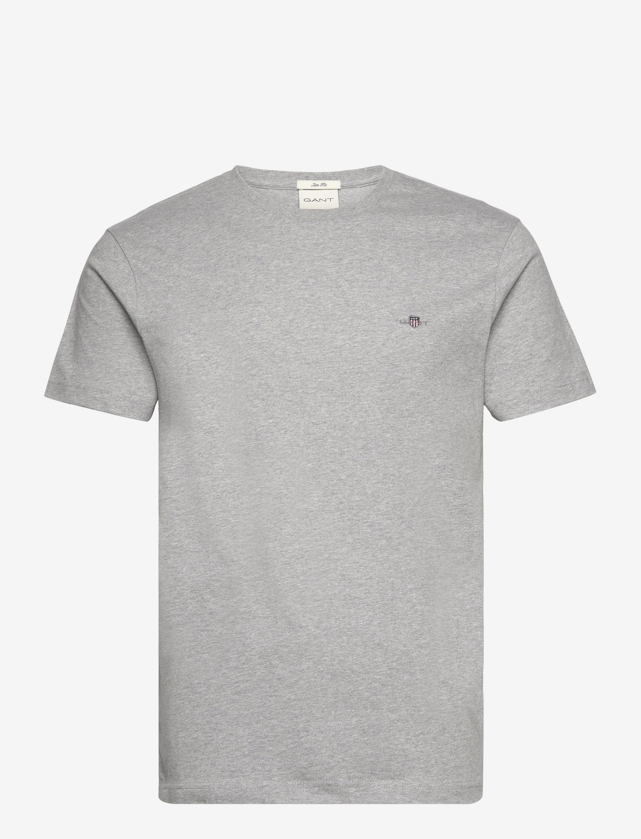 GANT - SLIM SHIELD SS T-SHIRT - kortärmade t-shirts - grey melange - 1