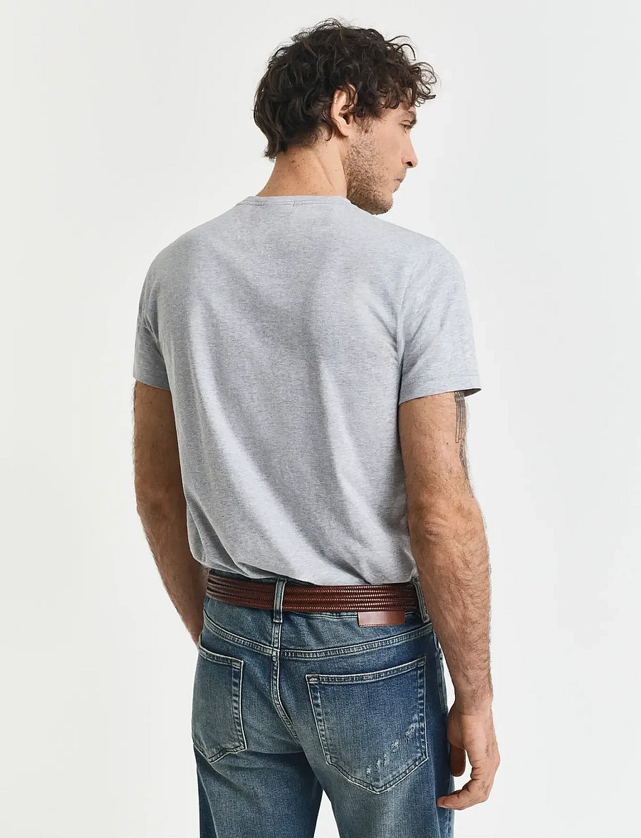 Gant - SLIM SHIELD SS T-SHIRT - lühikeste varrukatega t-särgid - grey melange - 3