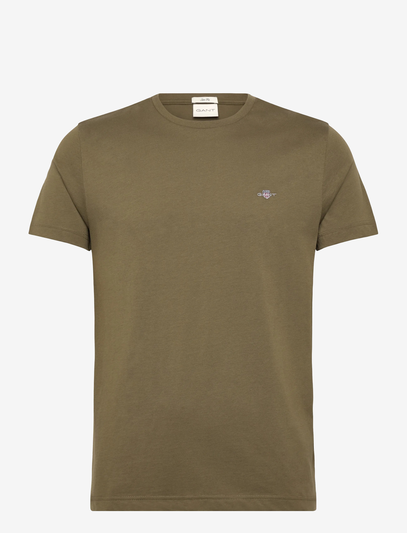 GANT - SLIM SHIELD SS T-SHIRT - kortærmede t-shirts - moss green - 0