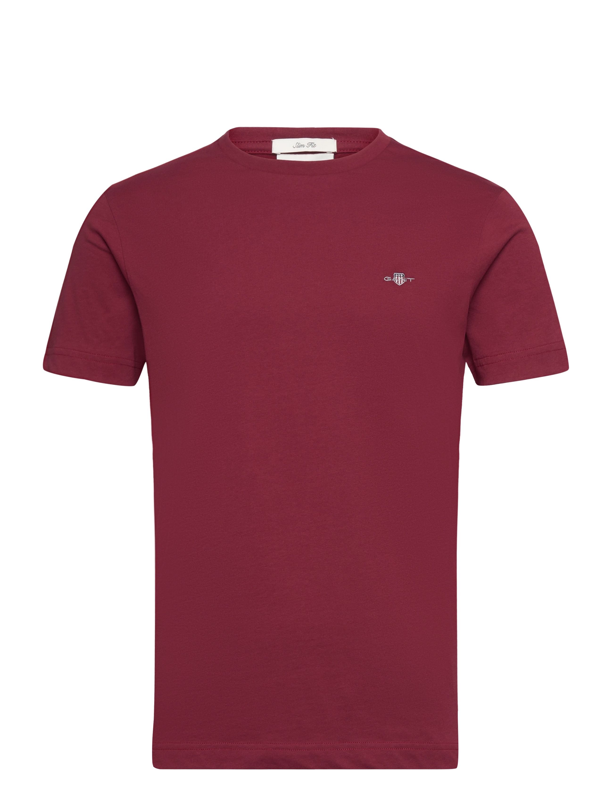 Gant Slim Shield Ss T-Shirt, Mænd, Slim Fit T-Shirt, Bordeaux, Str: XXXL