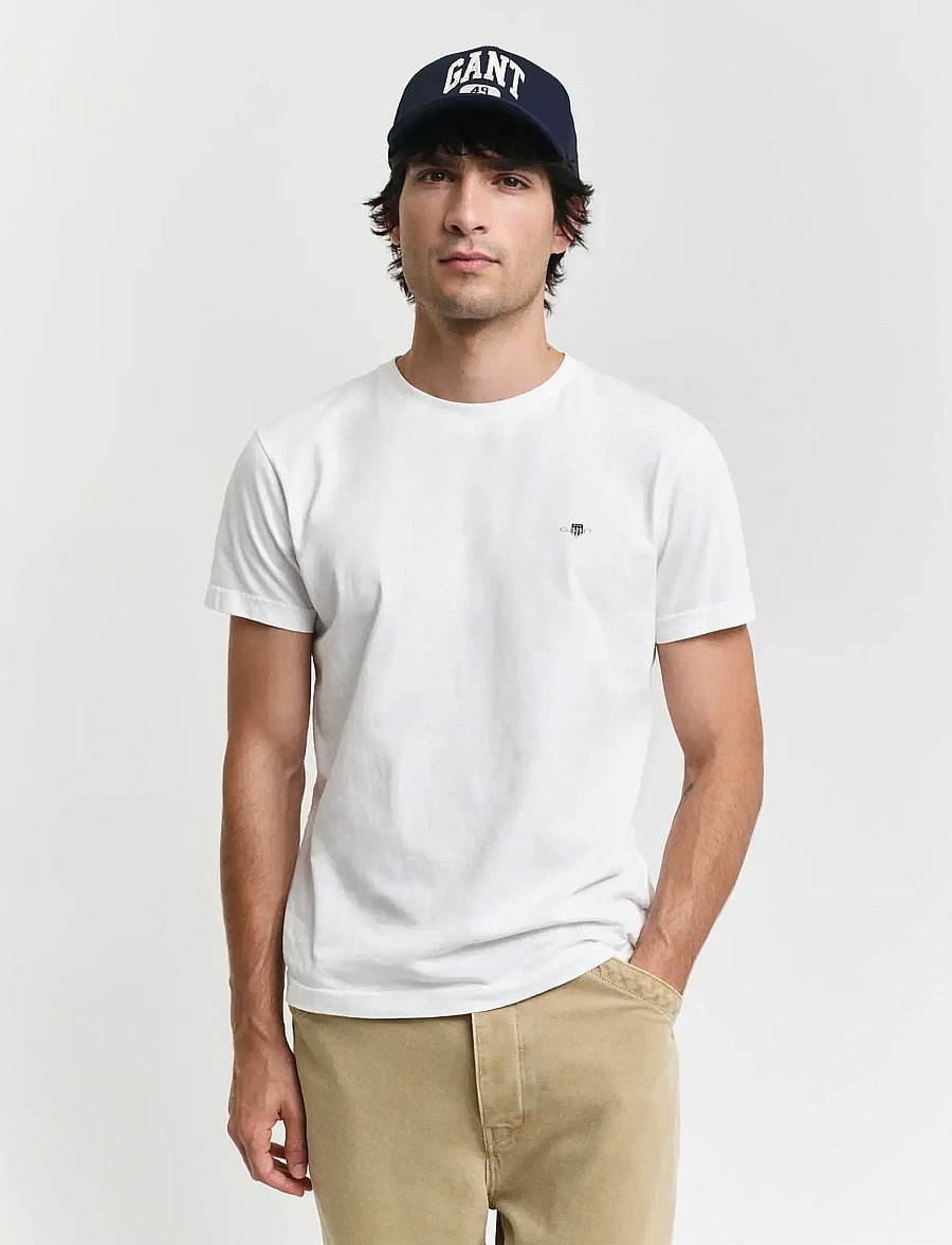 Gant - SLIM SHIELD SS T-SHIRT - kurzärmelige t-shirts - white - 0