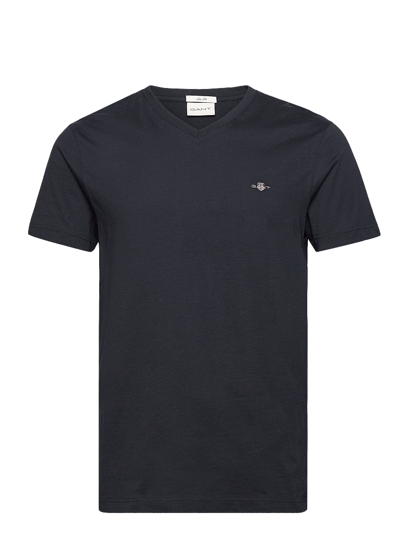 GANT - SLIM SHIELD V-NECK T-SHIRT - v-neck t-shirts - black - 1