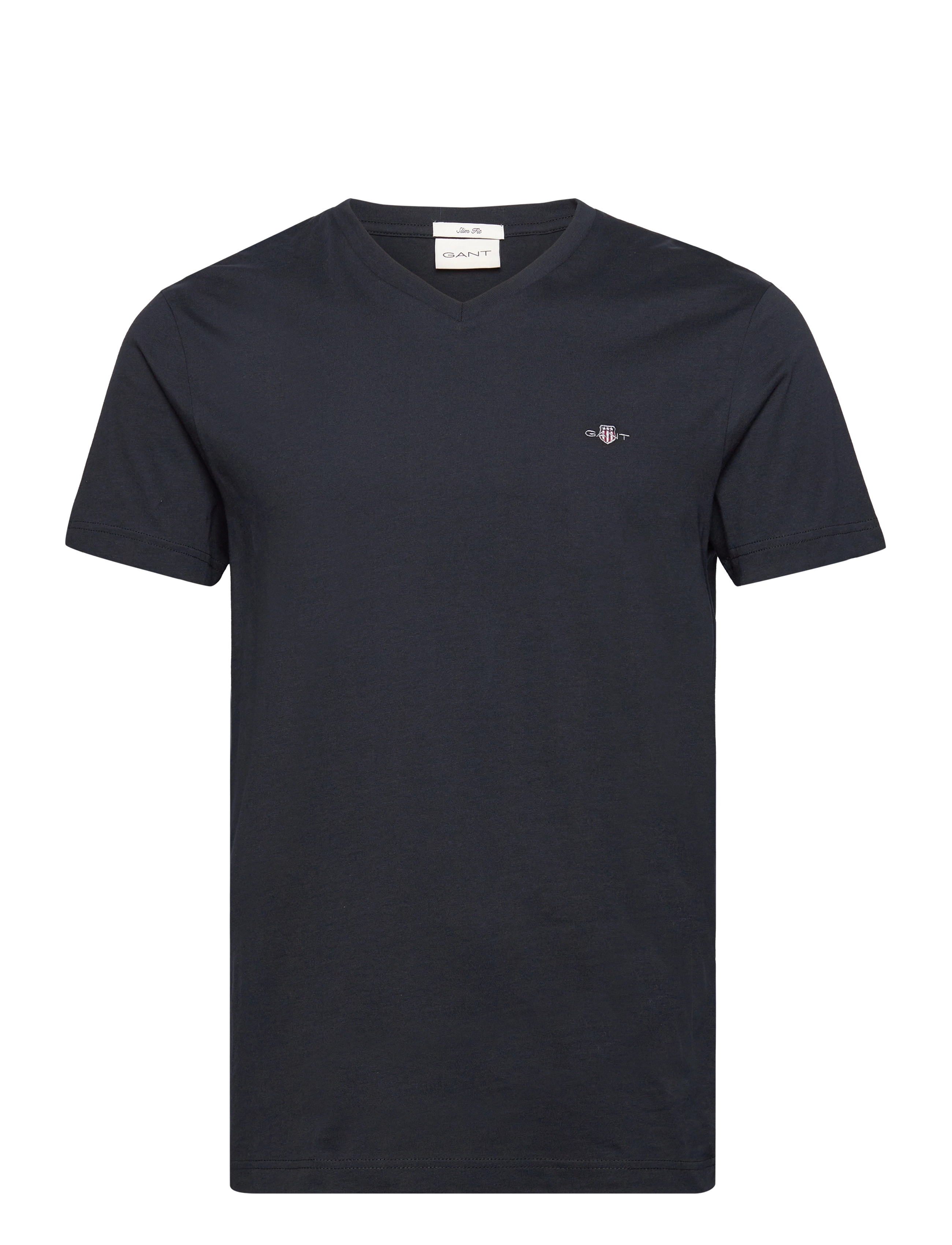 Gant SLIM SHIELD V-NECK T-SHIRT - Basic T-Shirts - BLACK / black