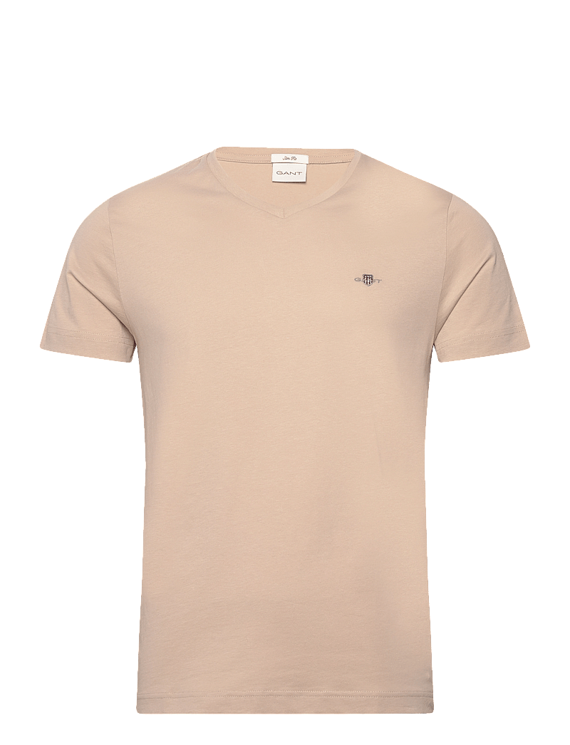 GANT - SLIM SHIELD V-NECK T-SHIRT - v-neck t-shirts - dry sand - 0