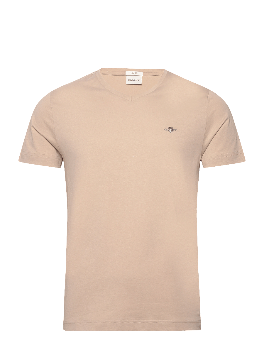 Gant - SLIM SHIELD V-NECK T-SHIRT - t-shirts med v-hals - dry sand - 0