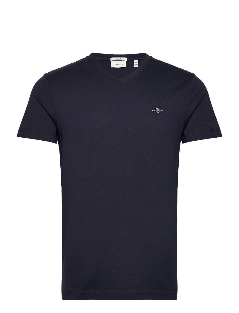 GANT - SLIM SHIELD V-NECK T-SHIRT - v-ringade t-shirts - evening blue - 1