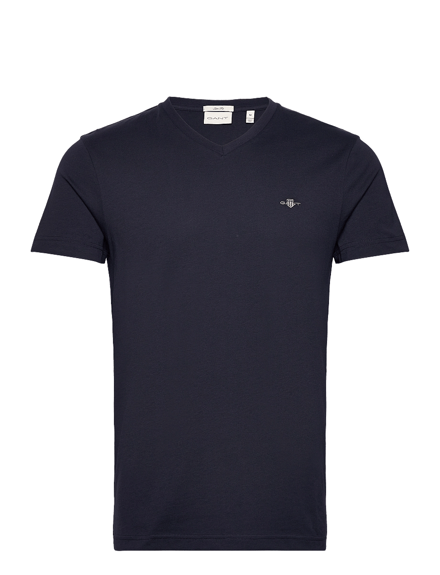Gant - SLIM SHIELD V-NECK T-SHIRT - t-shirts med v-hals - evening blue - 1