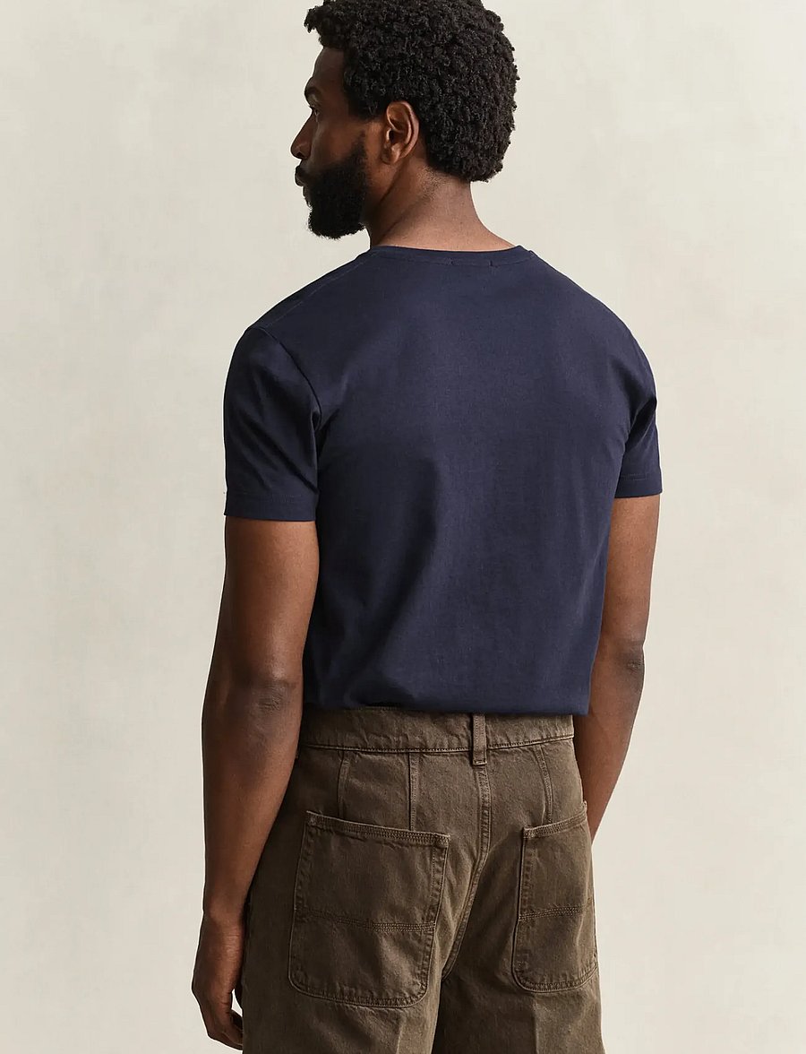 Gant - SLIM SHIELD V-NECK T-SHIRT - t-shirts mit v-ausschnitt - evening blue - 3
