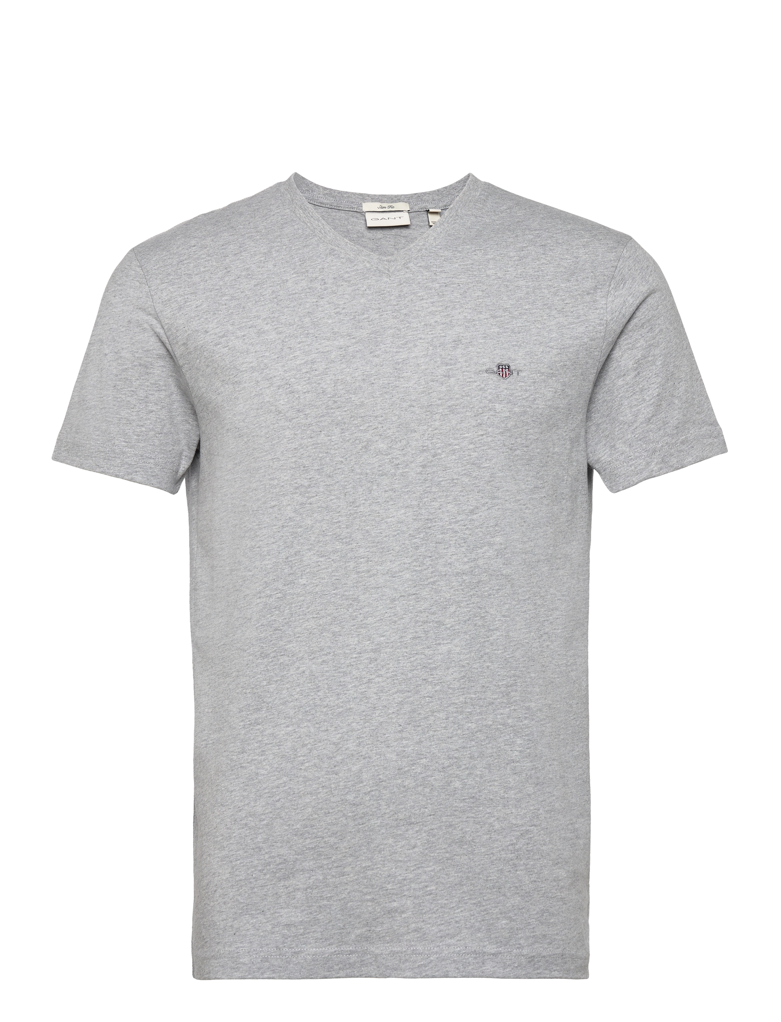 Gant SLIM SHIELD V-NECK T-SHIRT - Basic T-Shirts - GREY MELANGE / grey