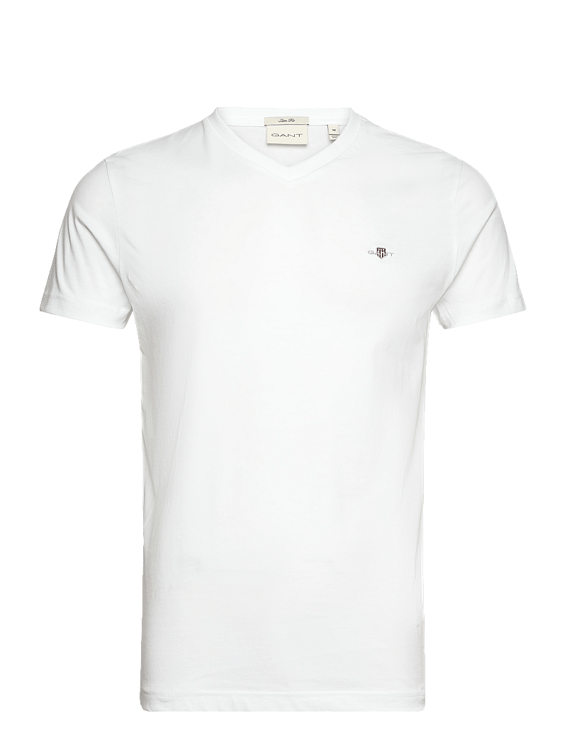 GANT - SLIM SHIELD V-NECK T-SHIRT - v-ringade t-shirts - white - 1