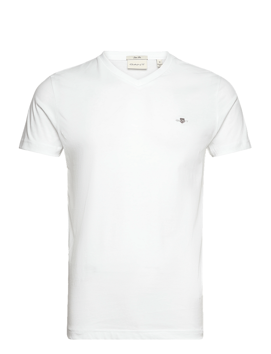 Gant - SLIM SHIELD V-NECK T-SHIRT - t-shirts med v-hals - white - 1