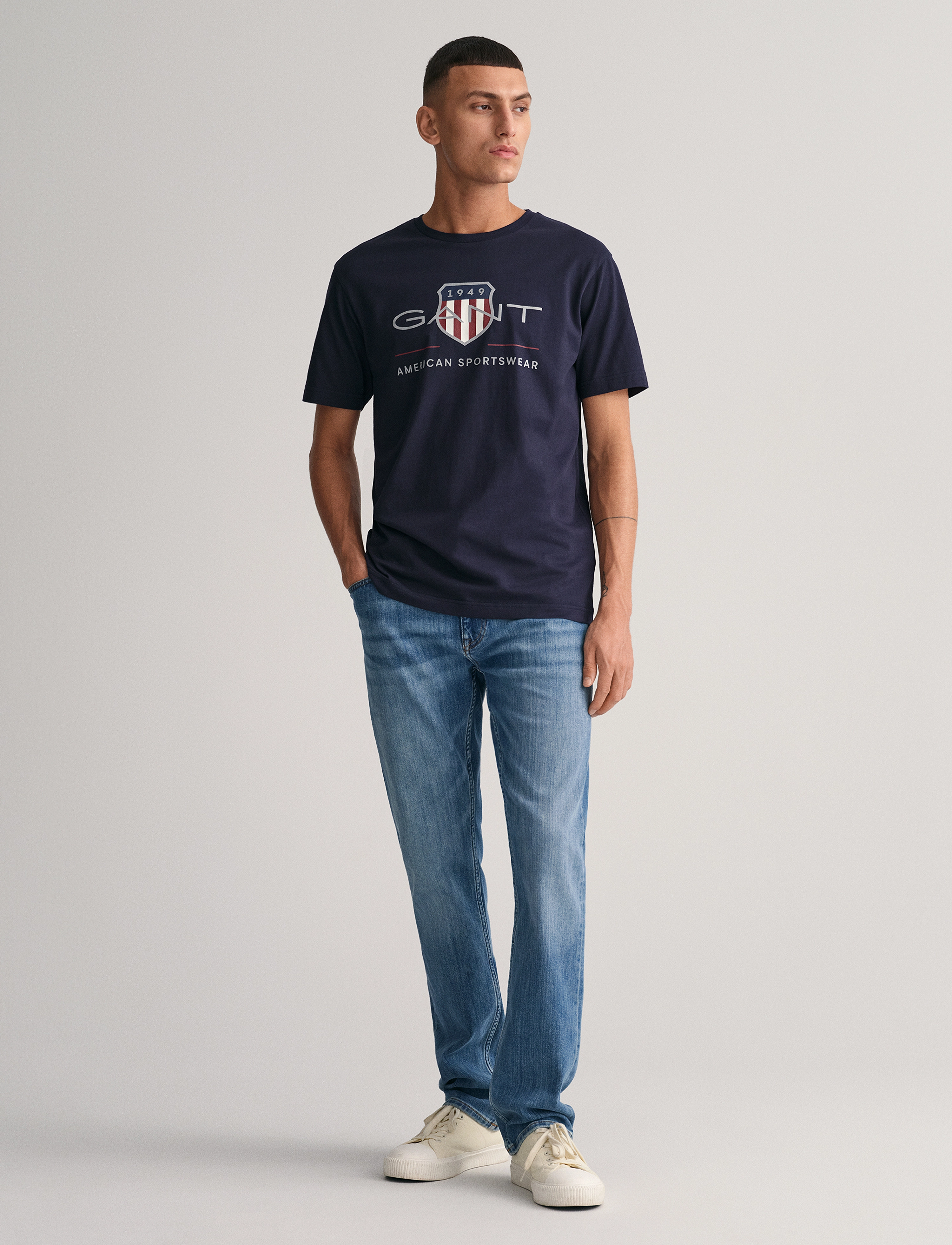 Gant - REG ARCHIVE SHIELD SS T-SHIRT - kortærmede t-shirts - evening blue - 5