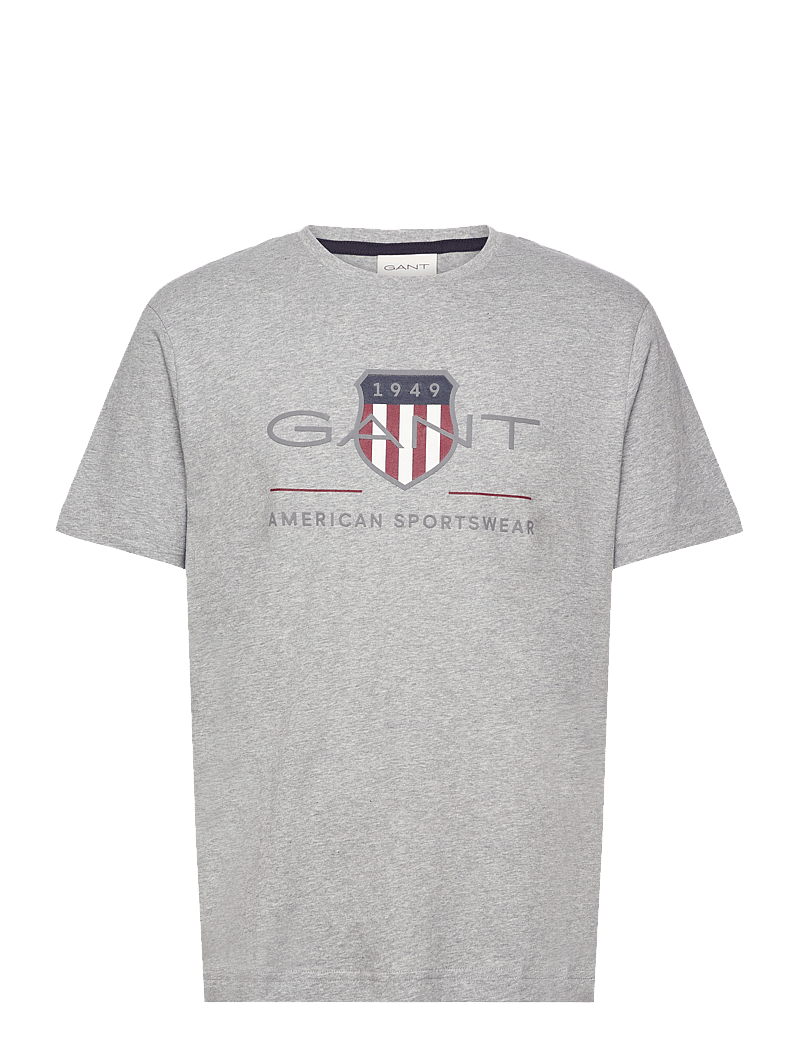 GANT - REG ARCHIVE SHIELD SS T-SHIRT - kortärmade t-shirts - grey melange - 1