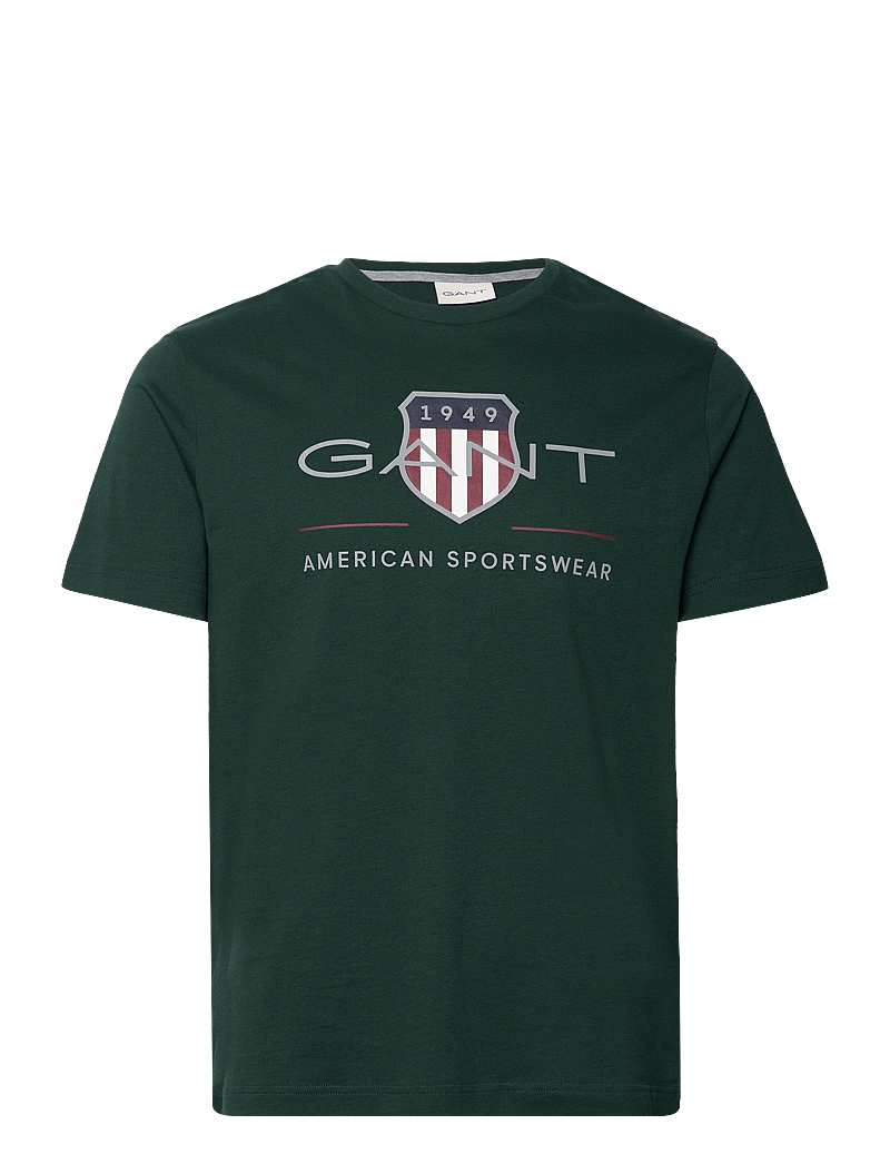 GANT - REG ARCHIVE SHIELD SS T-SHIRT - kortærmede t-shirts - tartan green - 0