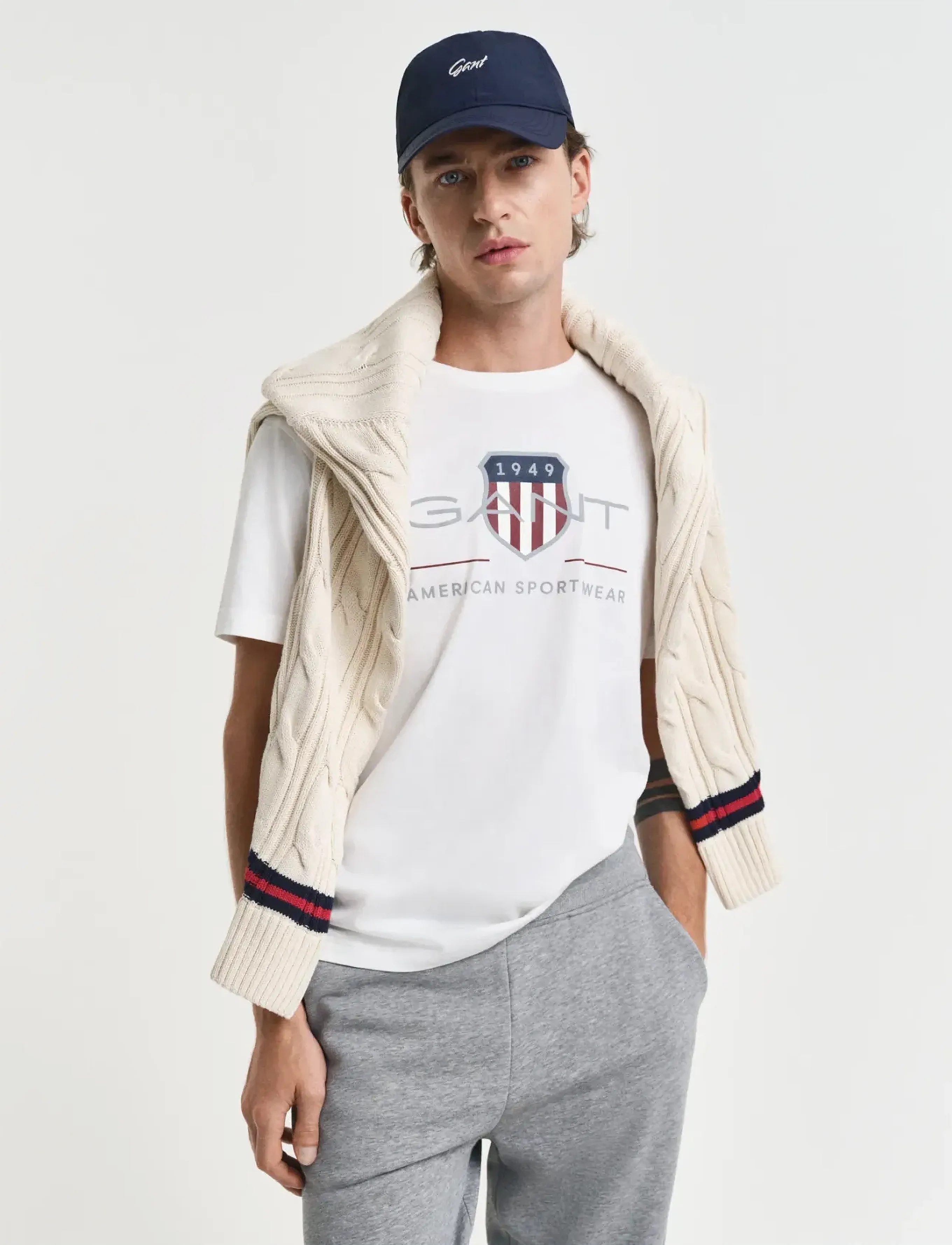 Gant Archive Shield T-Shirt, Mænd, Grafisk T-Shirt, Hvid, Str: L