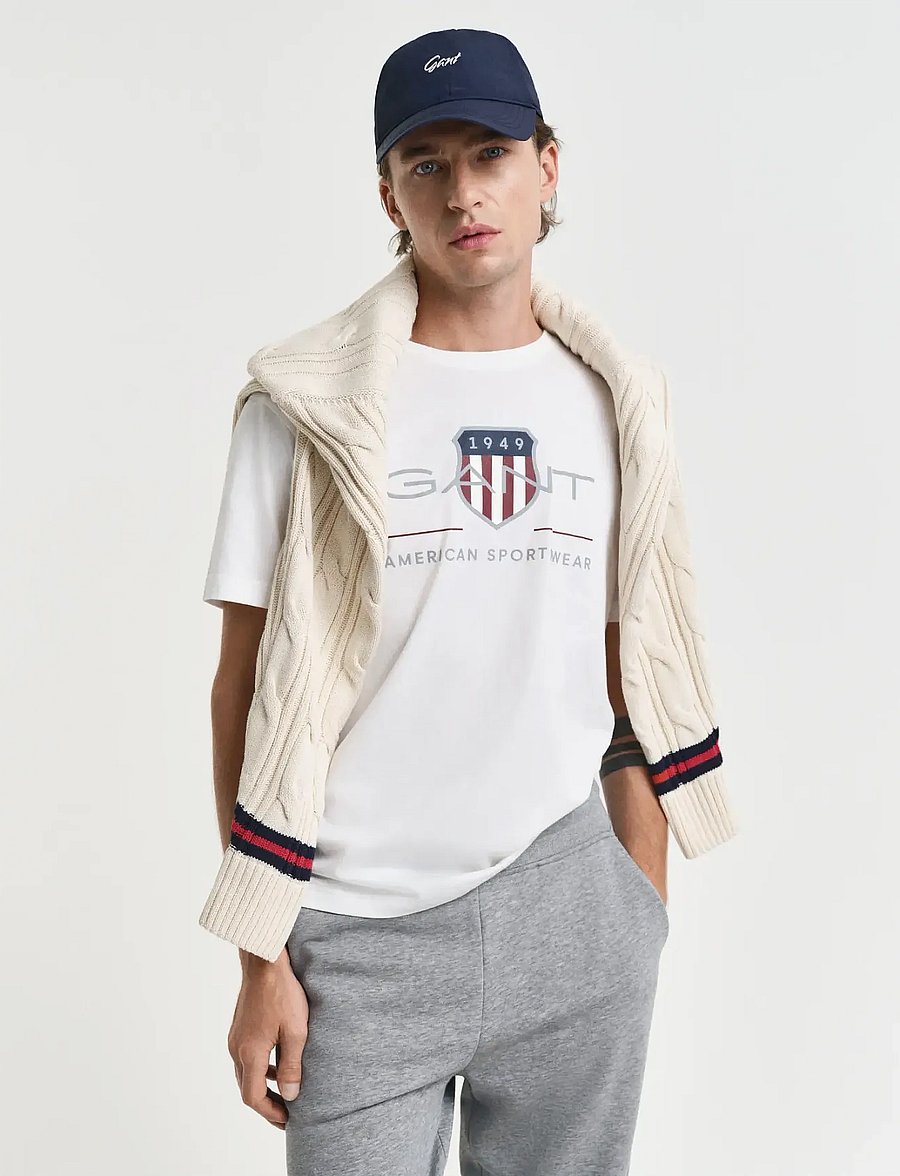 Gant - REG ARCHIVE SHIELD SS T-SHIRT - kortärmade t-shirts - white - 0