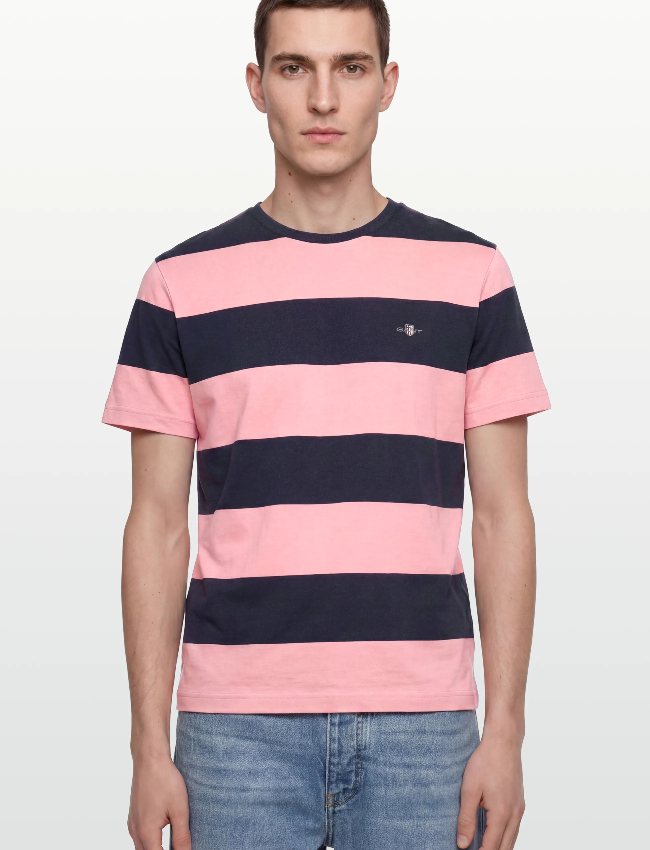 Gant - BAR STRIPE SS T-SHIRT - kortærmede t-shirts - bubbelgum pink - 3