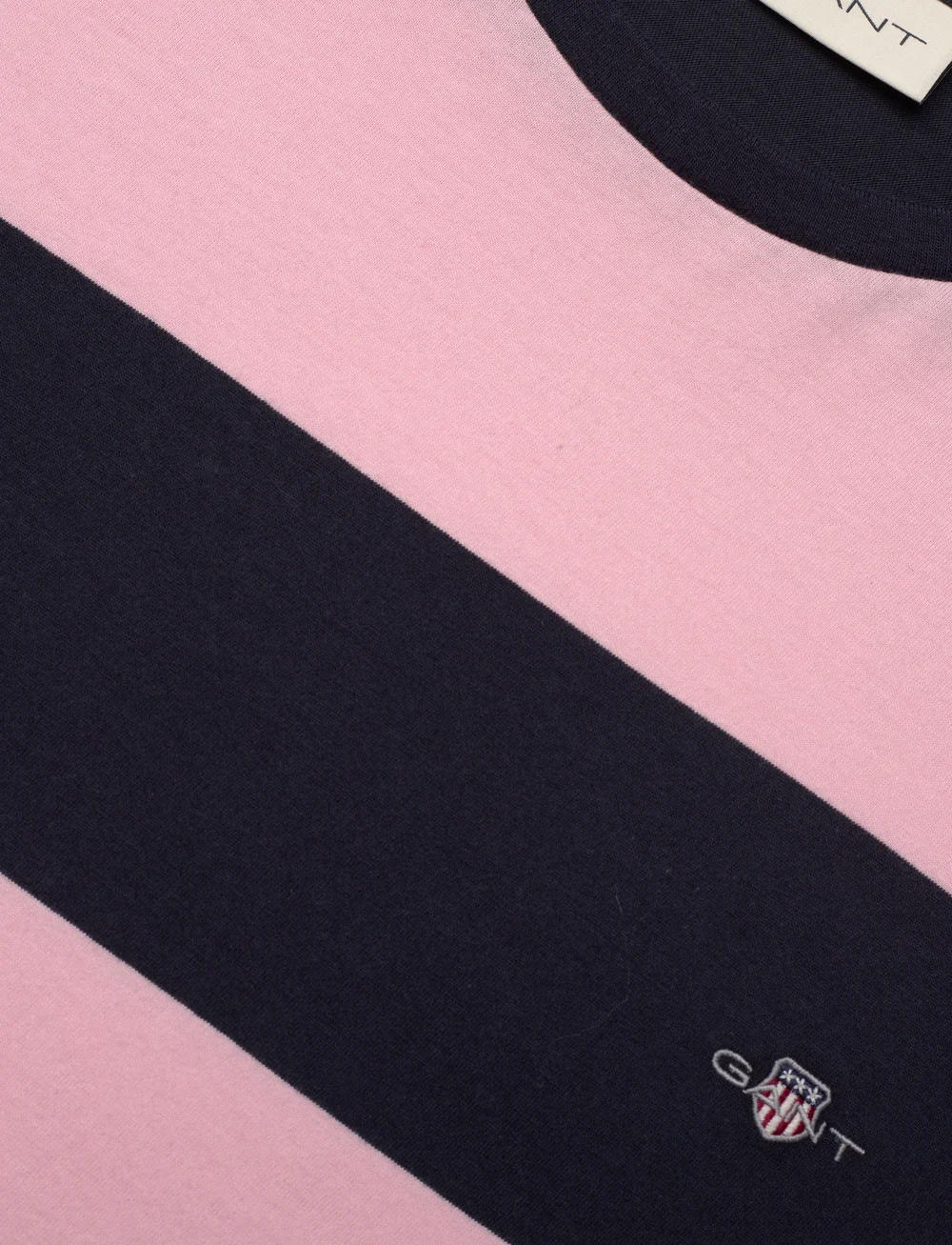 GANT - BAR STRIPE SS T-SHIRT - lühikeste varrukatega t-särgid - california pink - 2