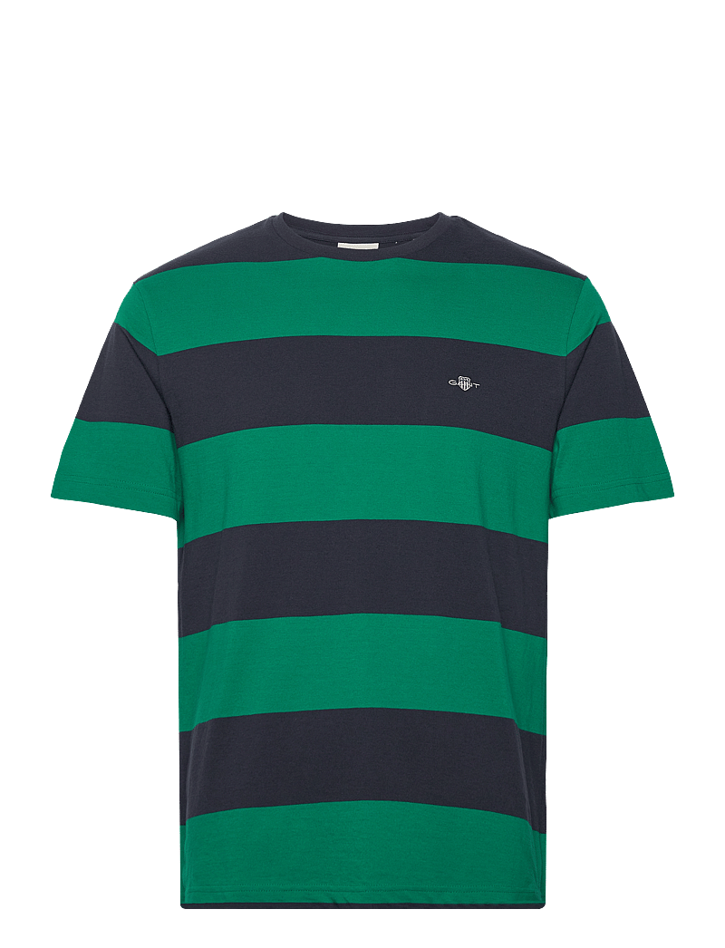 GANT - BAR STRIPE SS T-SHIRT - short-sleeved t-shirts - deep green - 0