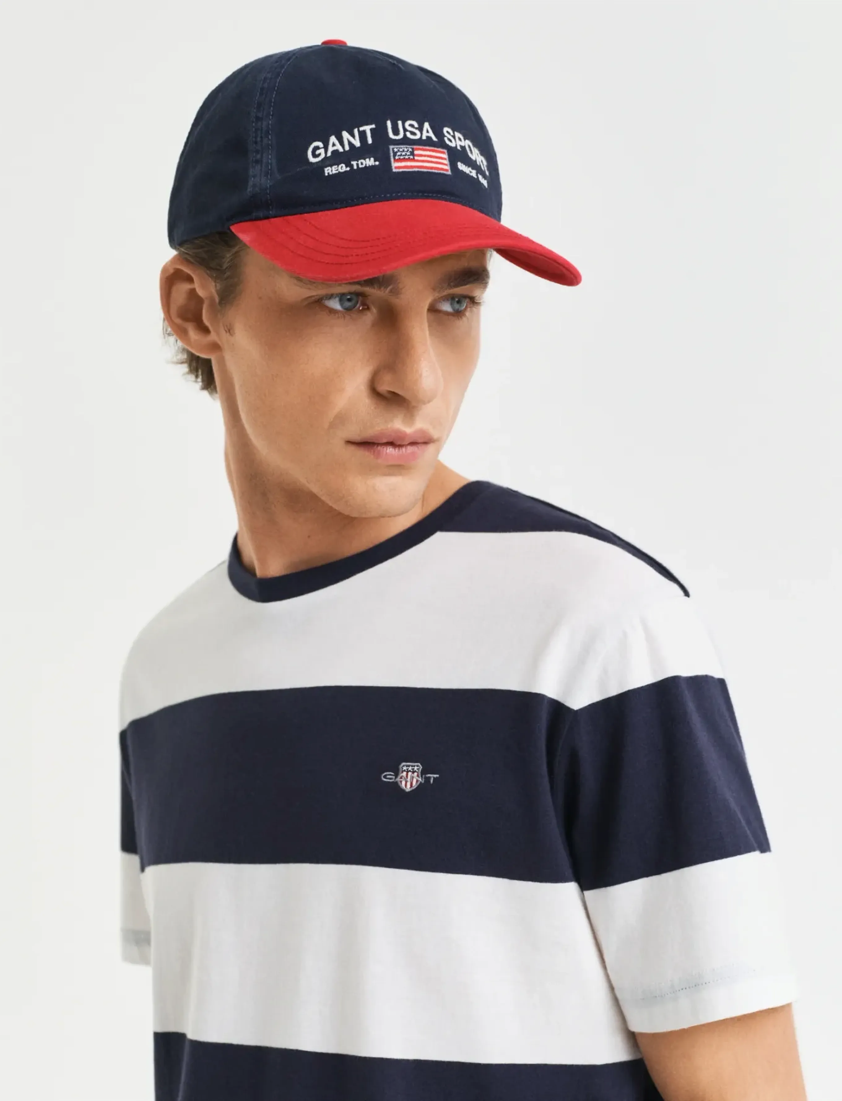 Gant - BAR STRIPE SS T-SHIRT - kurzärmelig - eggshell - 4