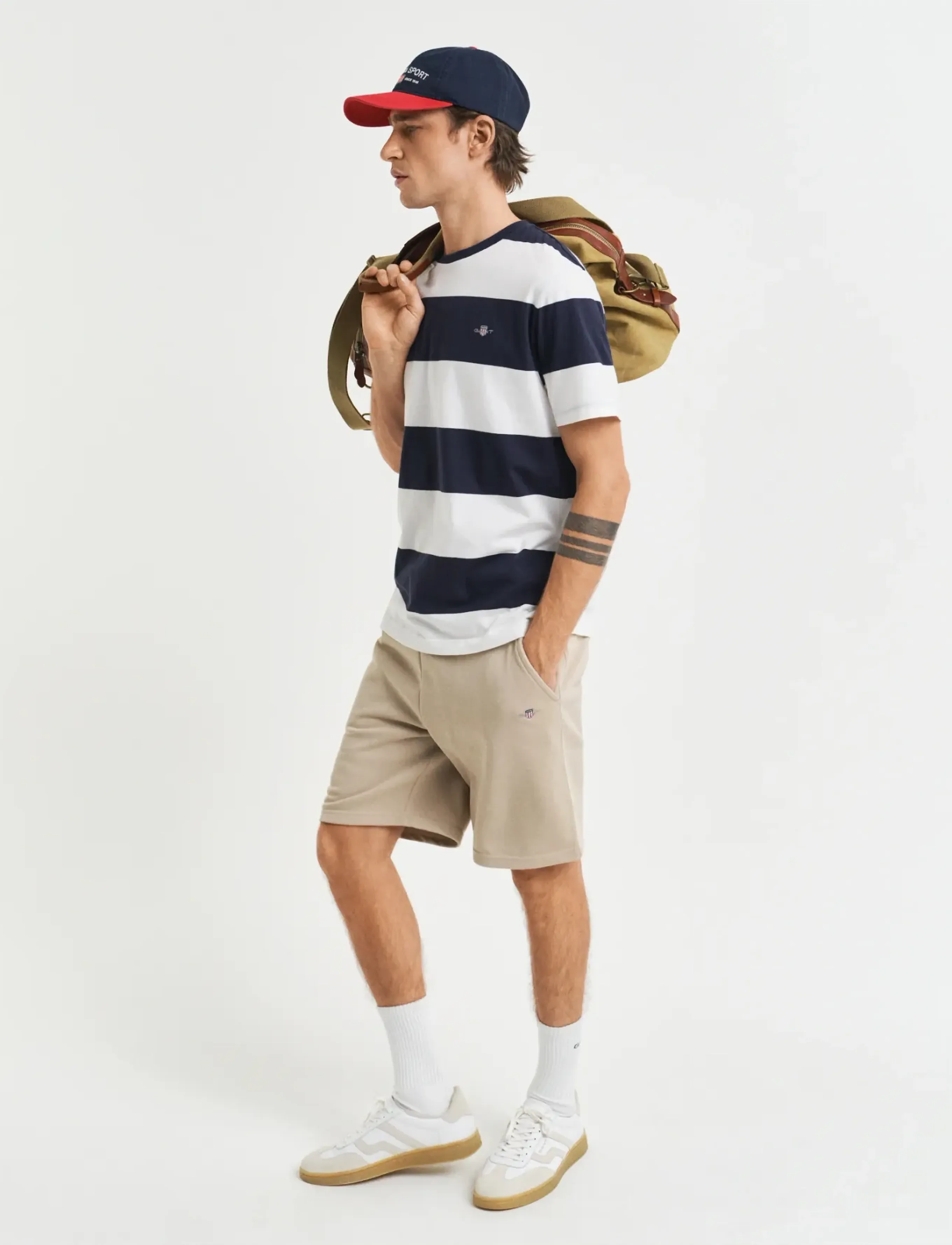 Gant - BAR STRIPE SS T-SHIRT - kurzärmelig - eggshell - 5