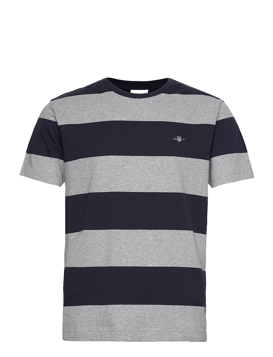 Gant - BAR STRIPE SS T-SHIRT - kurzärmelige t-shirts - grey melange - 0