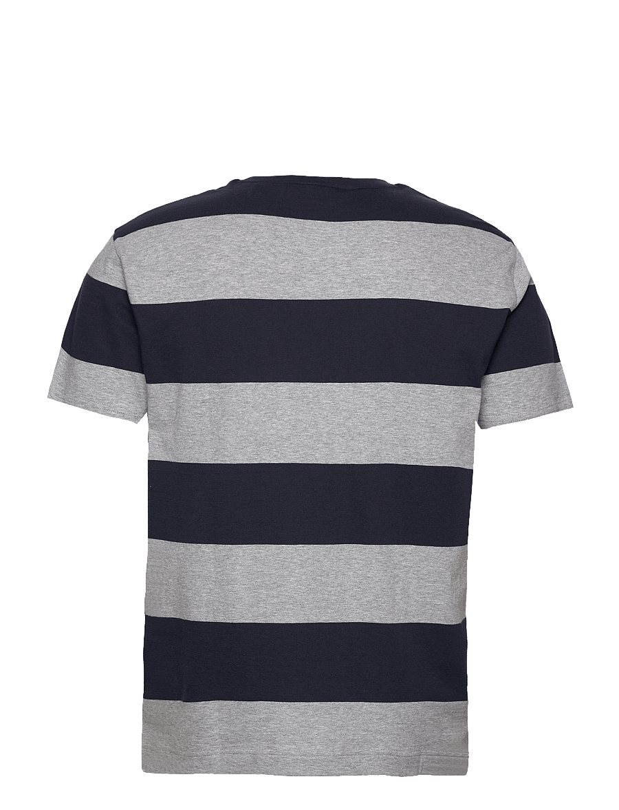 Gant - BAR STRIPE SS T-SHIRT - kurzärmelige t-shirts - grey melange - 1