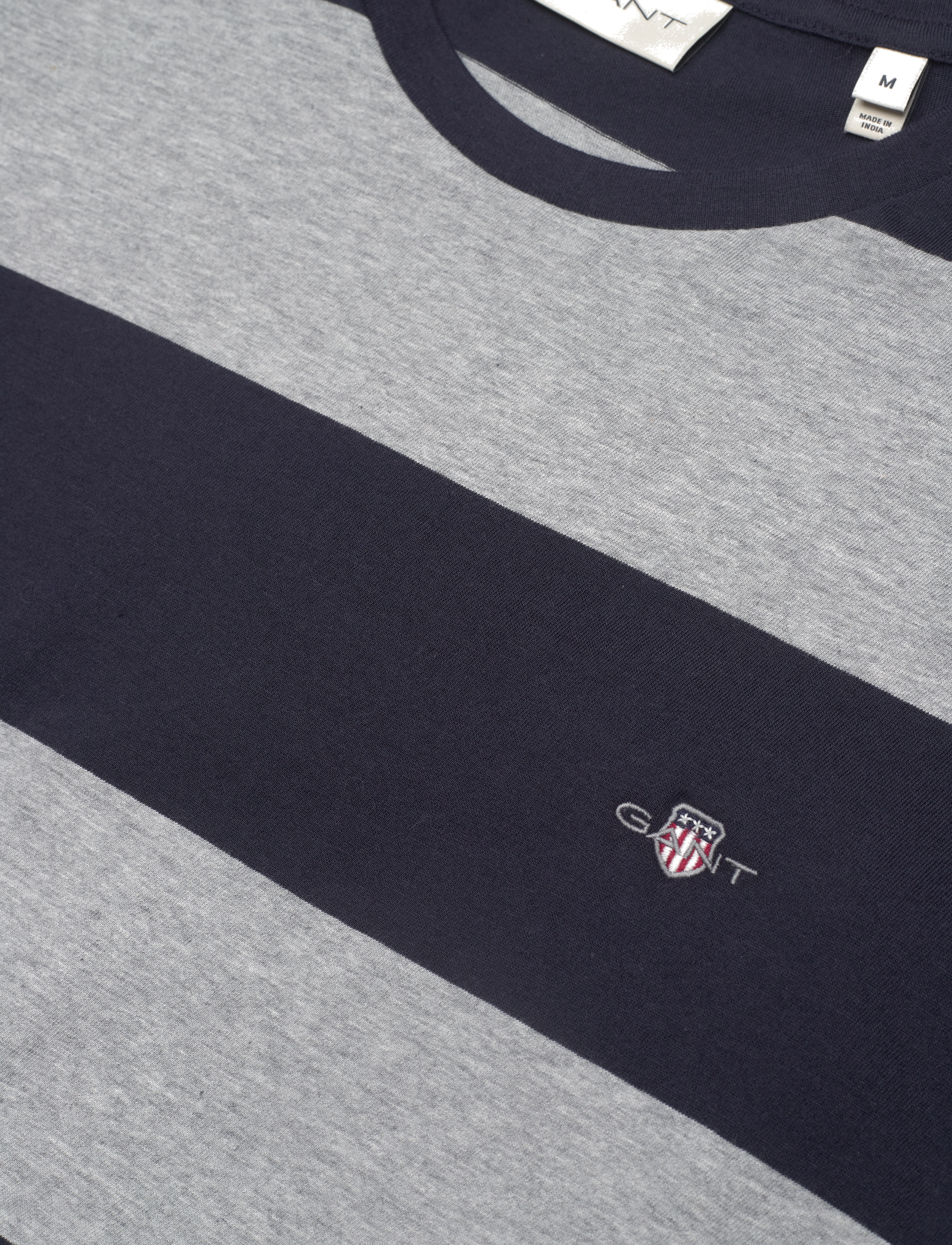 Gant - BAR STRIPE SS T-SHIRT - kortærmede t-shirts - grey melange - 2