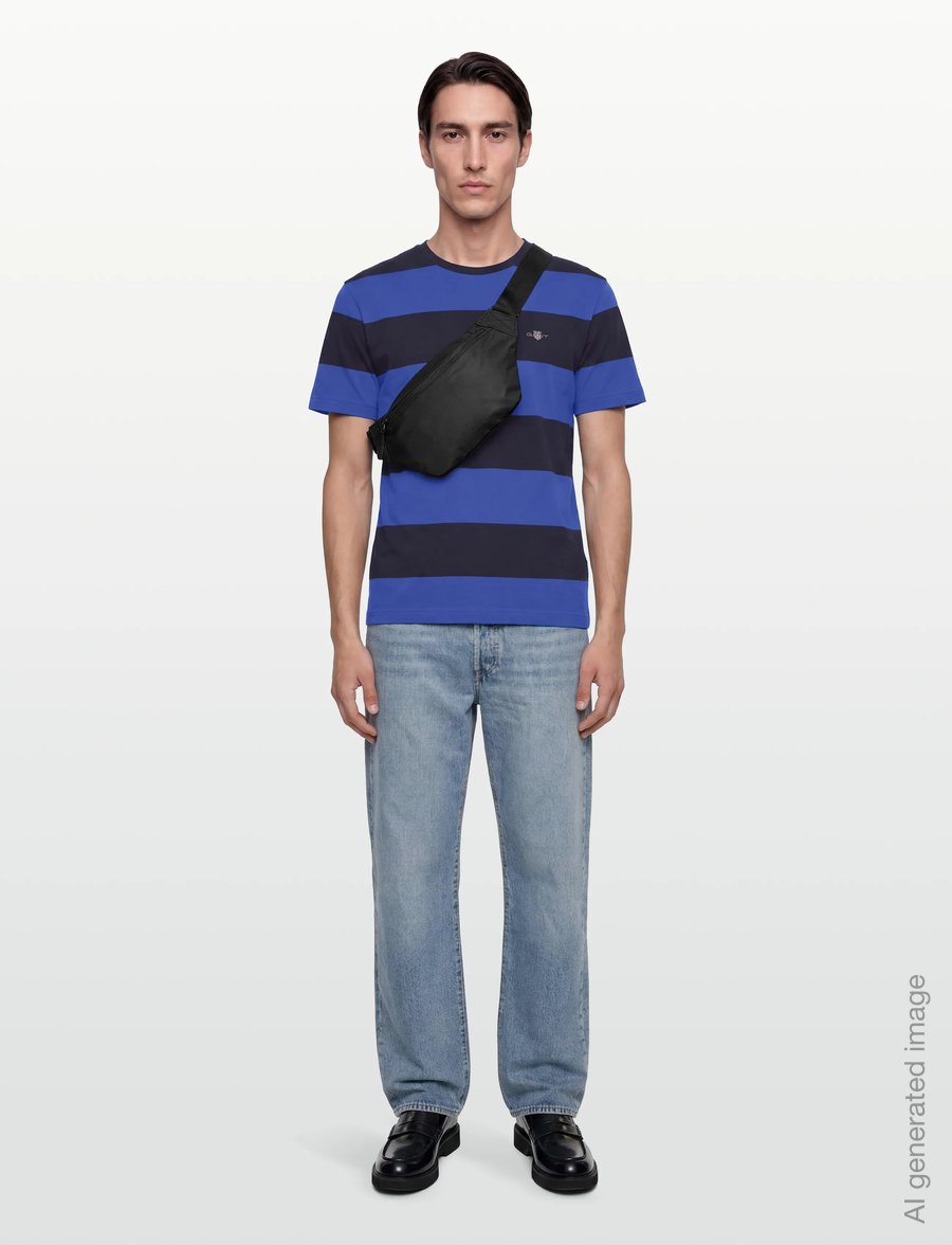 Gant - BAR STRIPE SS T-SHIRT - kortärmade t-shirts - royal blue - 0