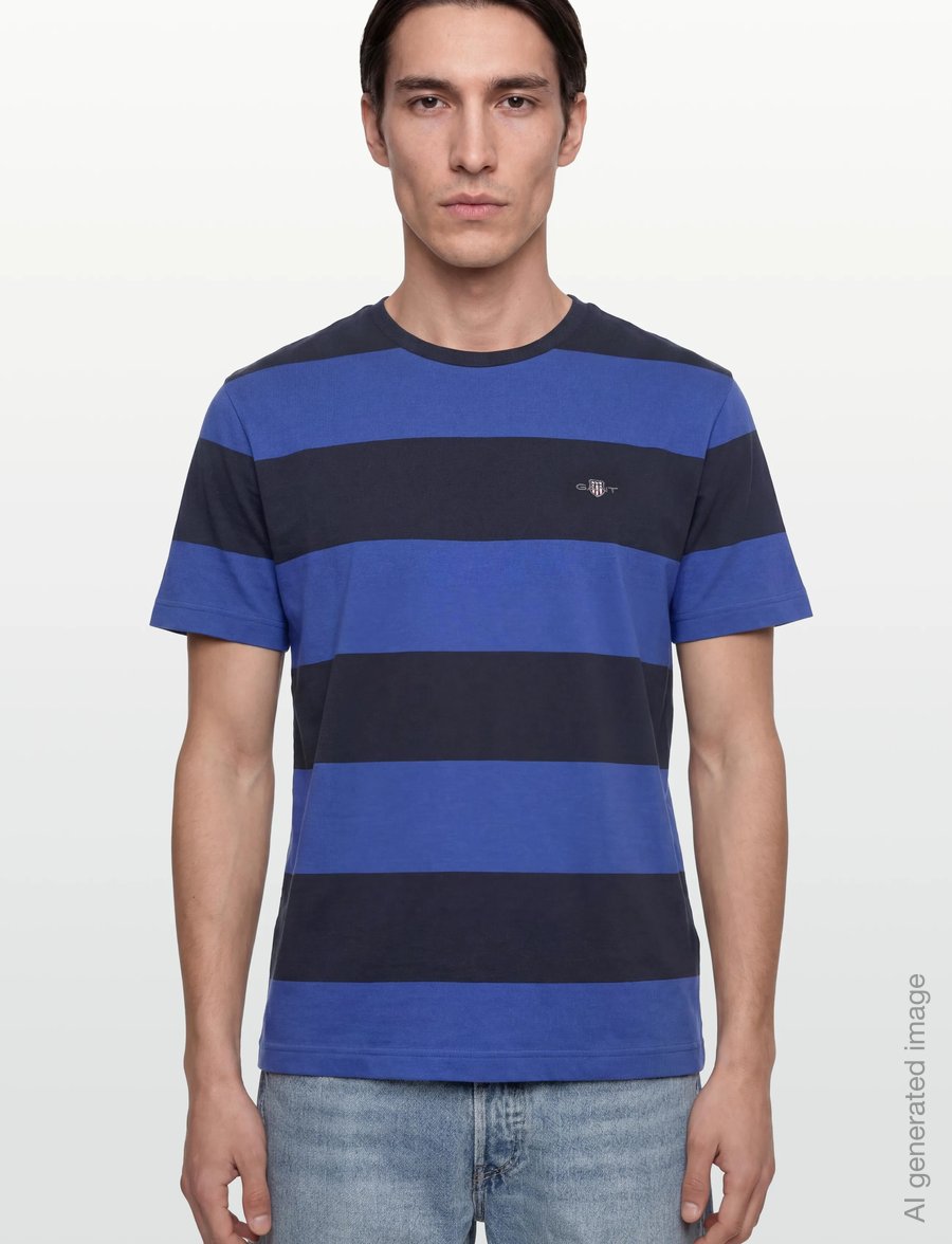 Gant - BAR STRIPE SS T-SHIRT - kortärmade t-shirts - royal blue - 3