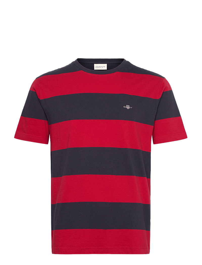GANT - BAR STRIPE SS T-SHIRT - kortärmade t-shirts - ruby red - 1