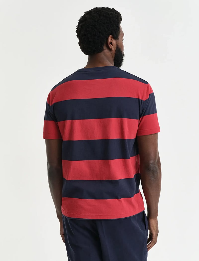 GANT - BAR STRIPE SS T-SHIRT - kortärmade t-shirts - ruby red - 3