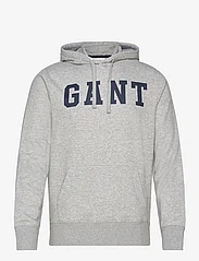 GANT - GANT LOGO SWEAT HOODIE - hættetrøjer - grey melange - 0