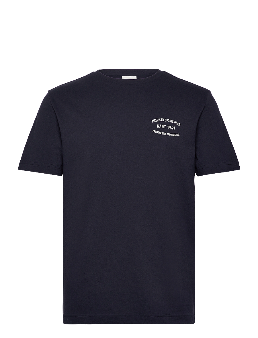 Gant - SMALL GRAPHIC PIQUE SS TSHIRT - kurzärmelige t-shirts - evening blue - 1