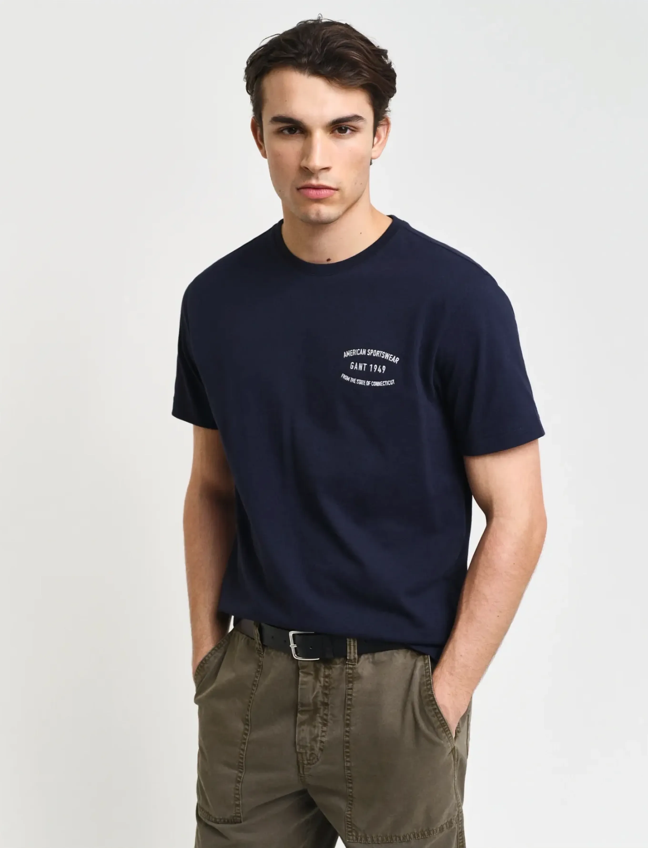 Gant SMALL GRAPHIC PIQUE SS TSHIRT - Clothing - EVENING BLUE / navy