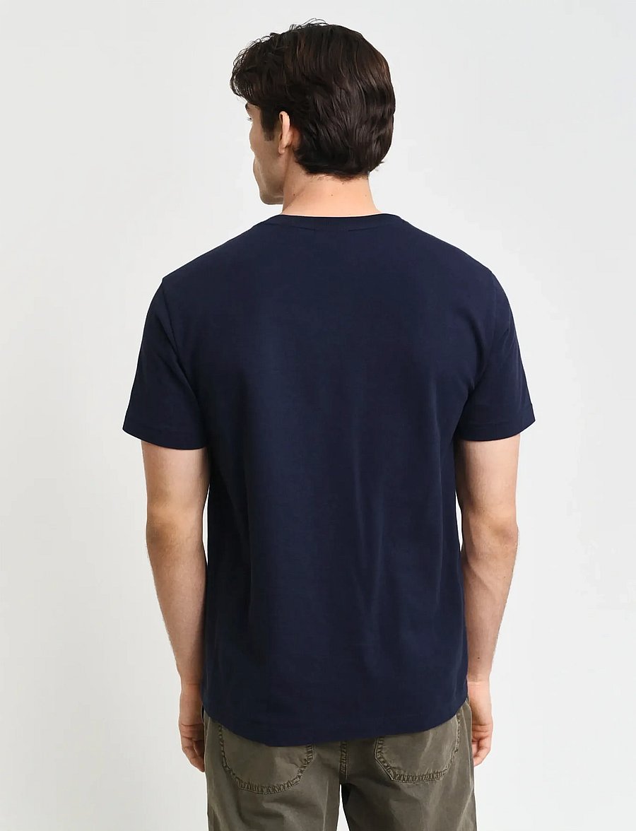 Gant - SMALL GRAPHIC PIQUE SS TSHIRT - kurzärmelige t-shirts - evening blue - 3