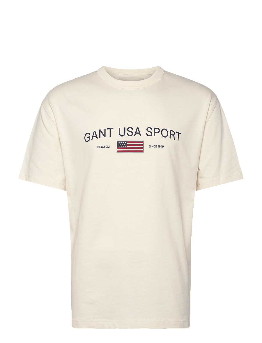Gant - GRAPHIC T-SHIRT - kortärmade t-shirts - cream - 0
