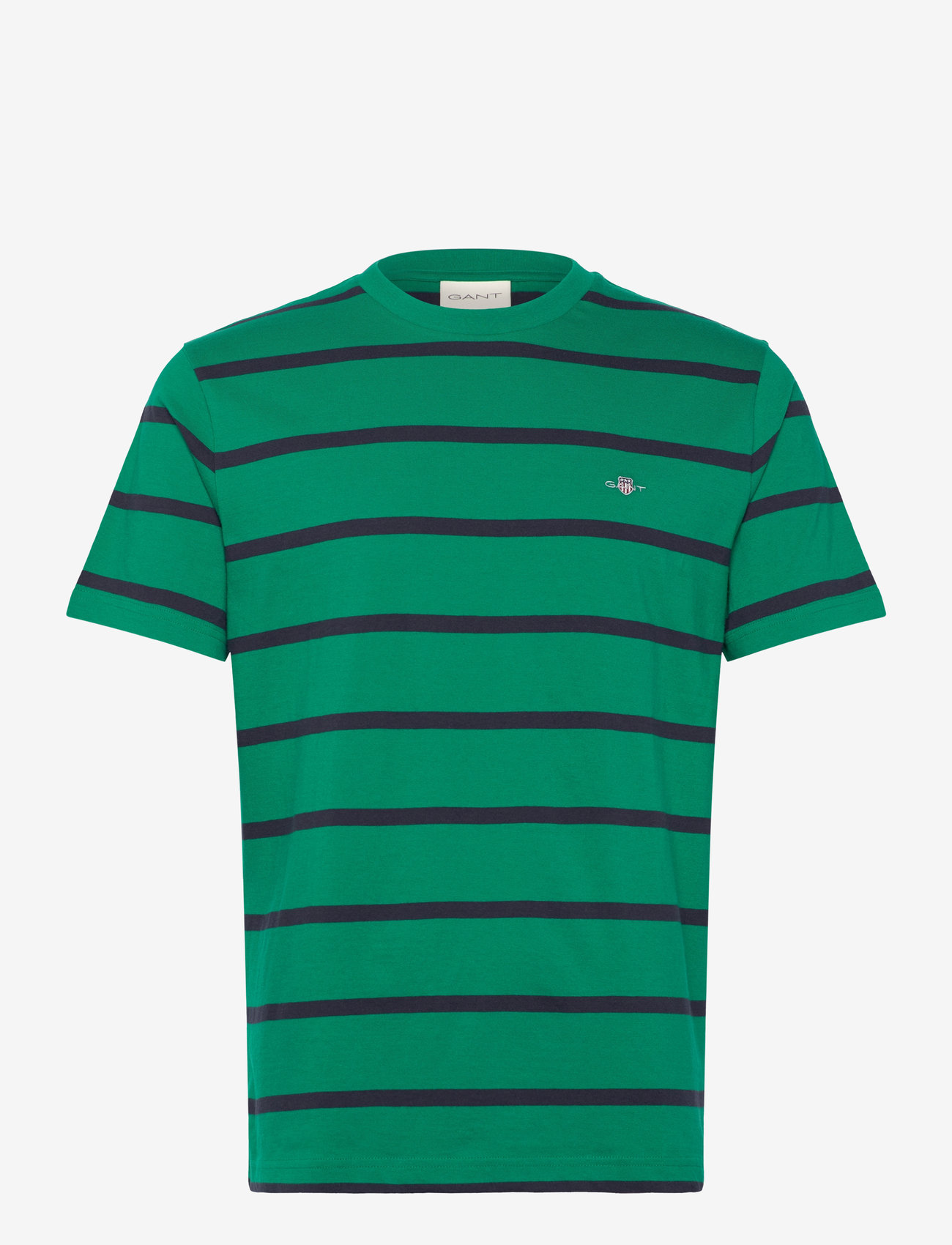 GANT - STRIPED SS T-SHIRT - kortærmede t-shirts - deep green - 0