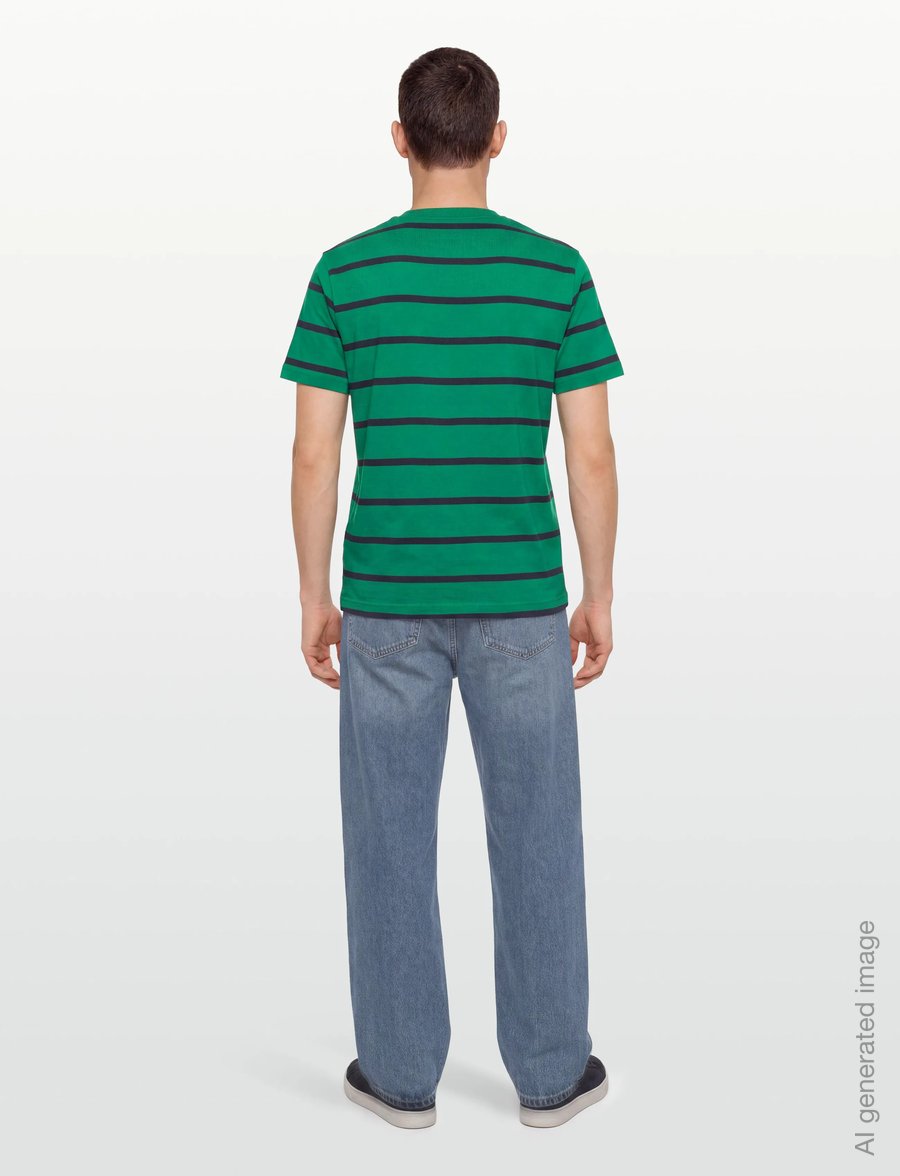 Gant - STRIPED SS T-SHIRT - kortærmede t-shirts - deep green - 4