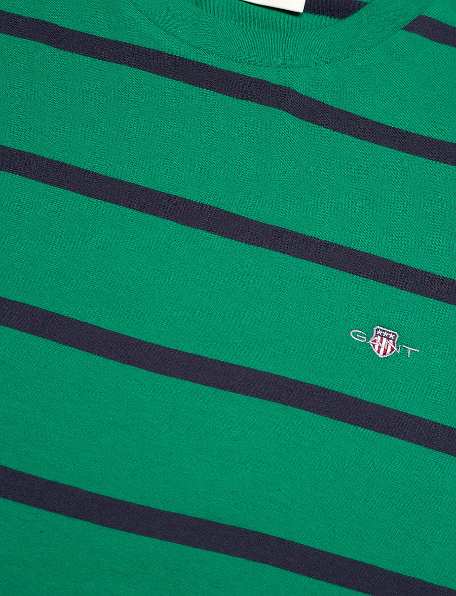 Gant - STRIPED SS T-SHIRT - kortærmede t-shirts - deep green - 5