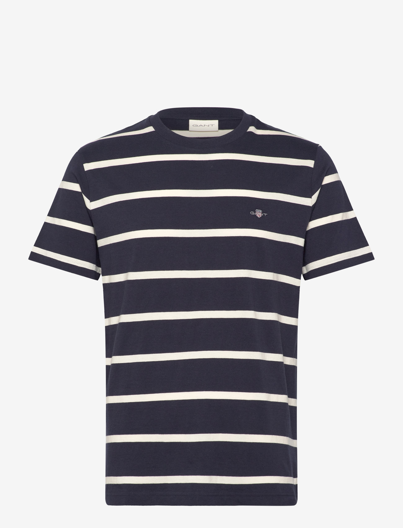 GANT - STRIPED SS T-SHIRT - kortärmade t-shirts - evening blue - 1