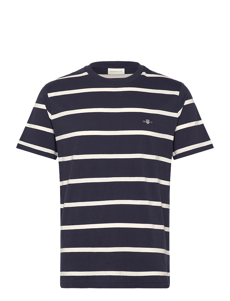 GANT - STRIPED SS T-SHIRT - kortärmade t-shirts - evening blue - 1