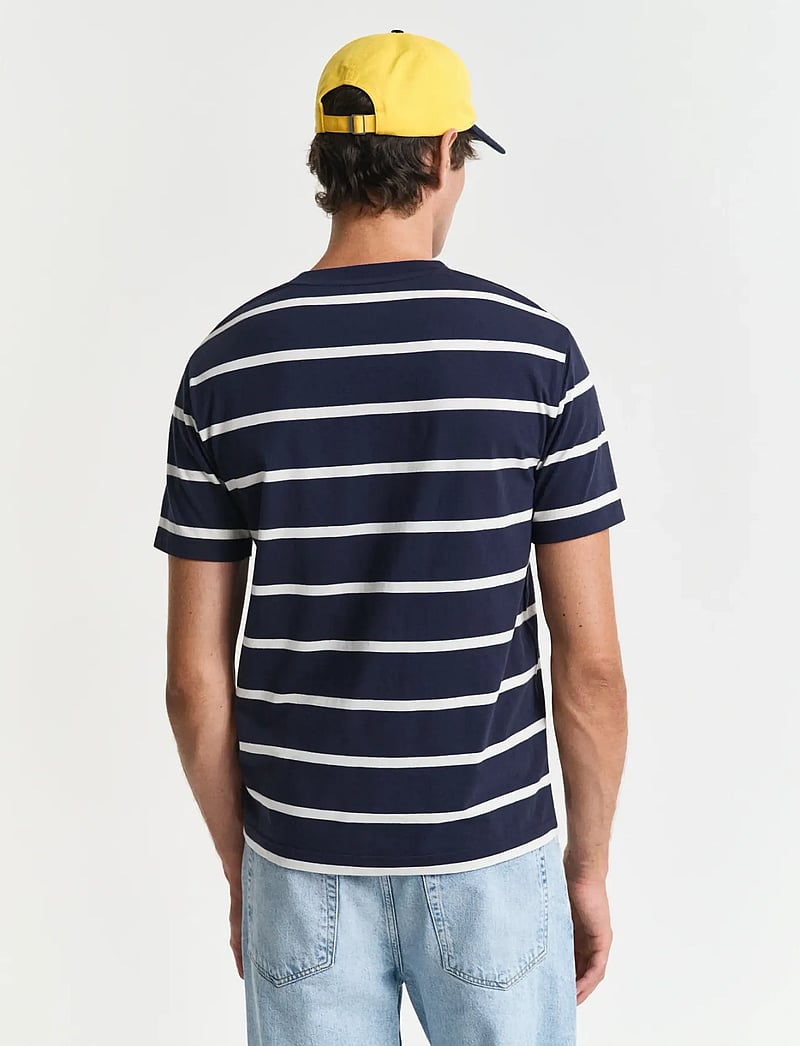 GANT - STRIPED SS T-SHIRT - kortärmade t-shirts - evening blue - 3