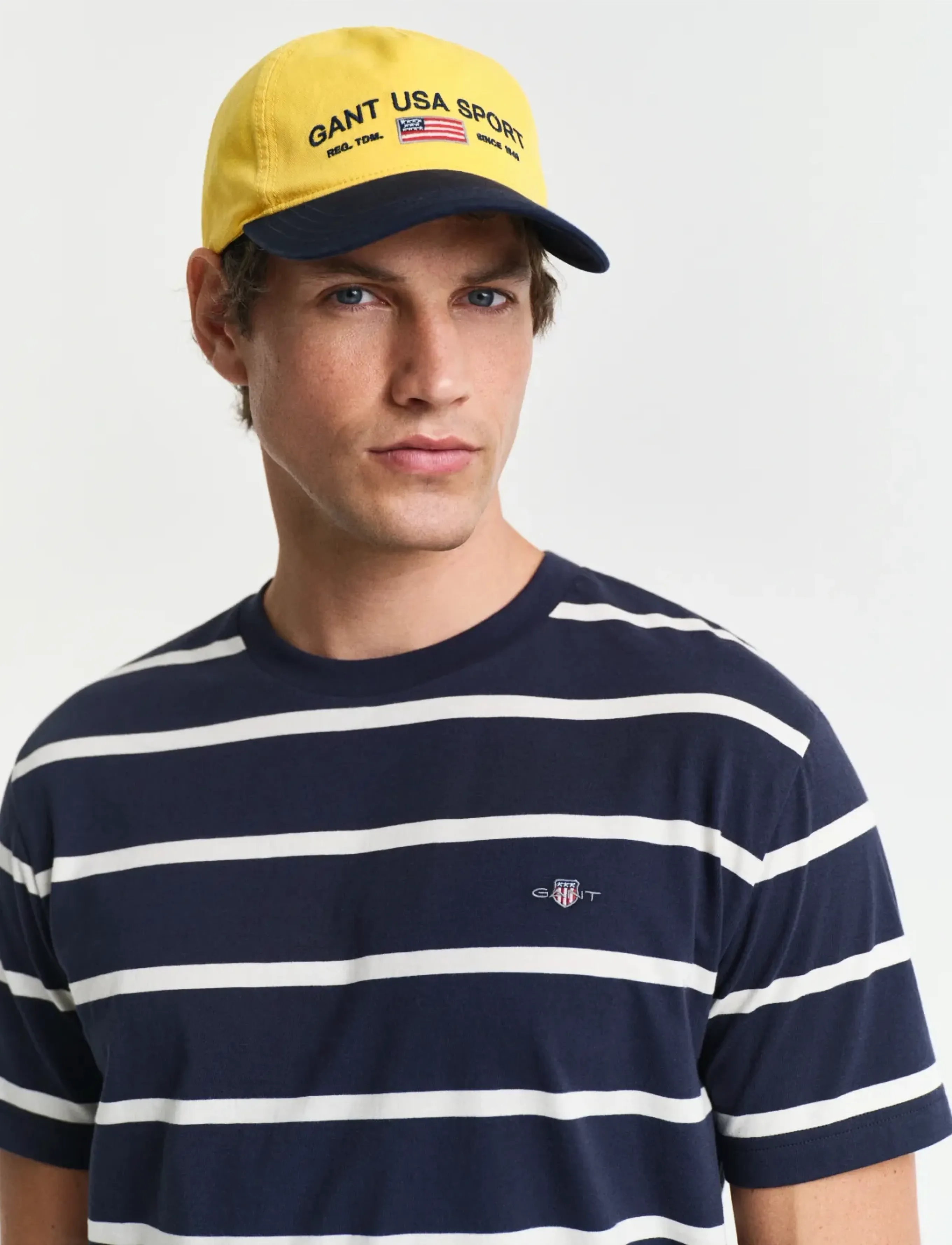Gant - STRIPED SS T-SHIRT - t-shirts à manches courtes - evening blue - 4