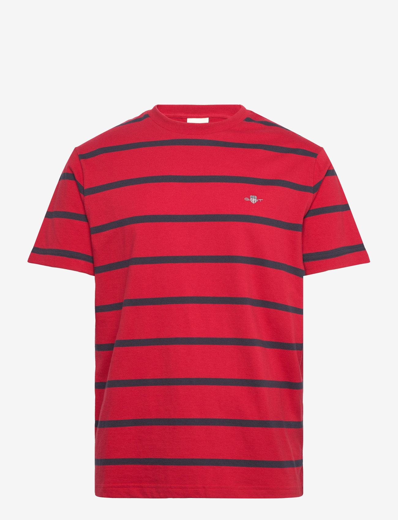 GANT - STRIPED SS T-SHIRT - kortärmade t-shirts - ruby red - 0