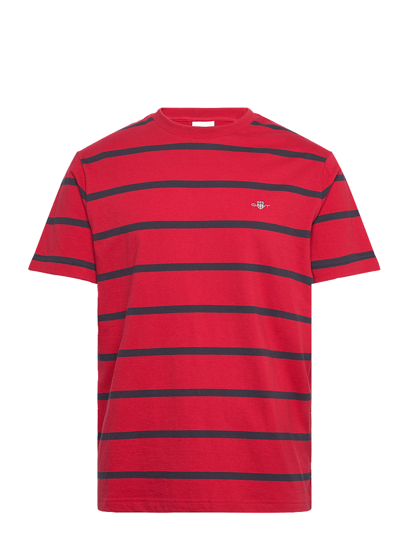 GANT - STRIPED SS T-SHIRT - kortärmade t-shirts - ruby red - 0